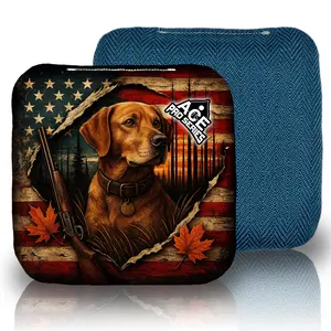 Red, White and Retriever Navy Blue Carpet Cornhole Bags | ACE Pro Carpet, Set of 4