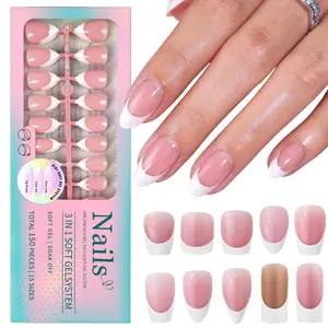 150pcs/box Luxury French Wear Nail Tips Set, Nude Pink Ballet Middle Length, Pure Color Matte Finish, Professional Salon Quality Fake Nails Kit, Nail Extension, French Nail Art