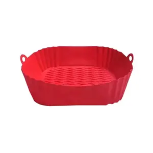 Silicone Air Fryer Pot Tray, Food Safe Reusable Square BBQ Barbecue Pad, Plate Airfryer Oven Baking Mold Basket Pan for Kitchen Grill Accessories