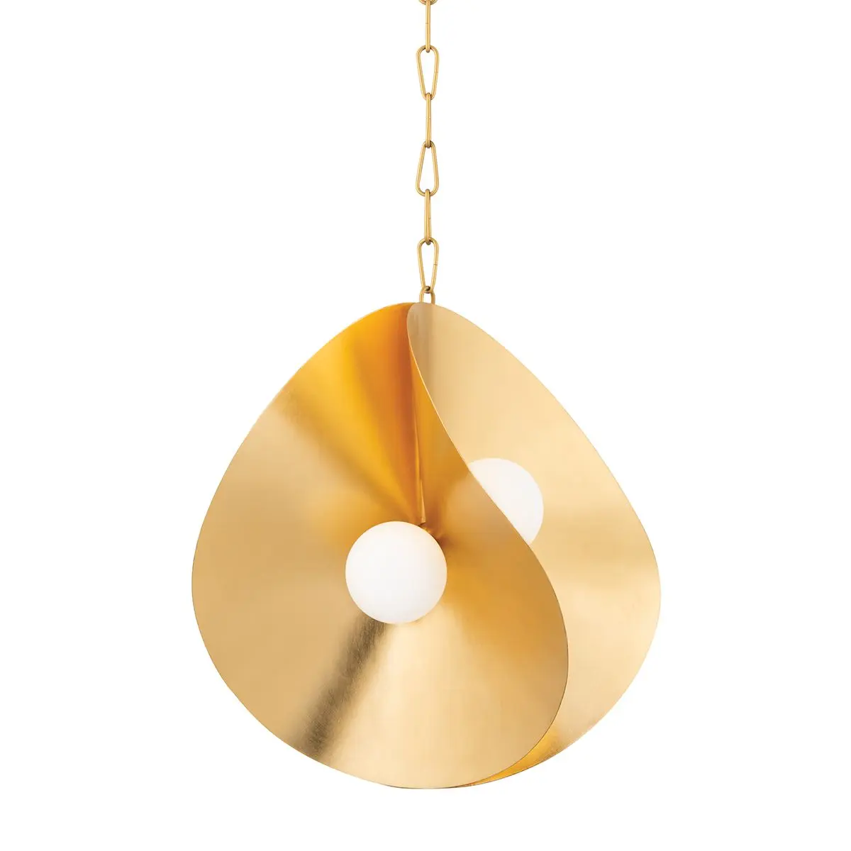 Medium Peony Pendant Light - Handcrafted Opal Glass and Elegant Gold/Silver Leaf
