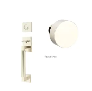 Emtek 4214ROU Single Cyl , Hercules Smooth , Sectional Tubular Entry Set , Round Knob