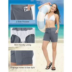 YSENTO Women's Swim Board Shorts 5" High Waisted Tummy Control Quick Dry Bathing Beach Swimsuit Bottoms with Liner