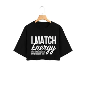 Women's Spring Letter Print Round Neck Crop Tee, Casual Short Sleeve Crew Neck T-shirt for Summer, Streetwear Women's Top for Daily Wear, Casual Fashionable Top