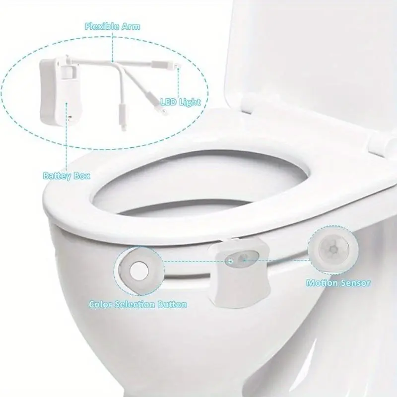 Toilet Night Light Motion Sensor Toilet Lights LED Washroom Night Lamp 8 Colors Toilet Bowl Lighting For Bathroom Washroom