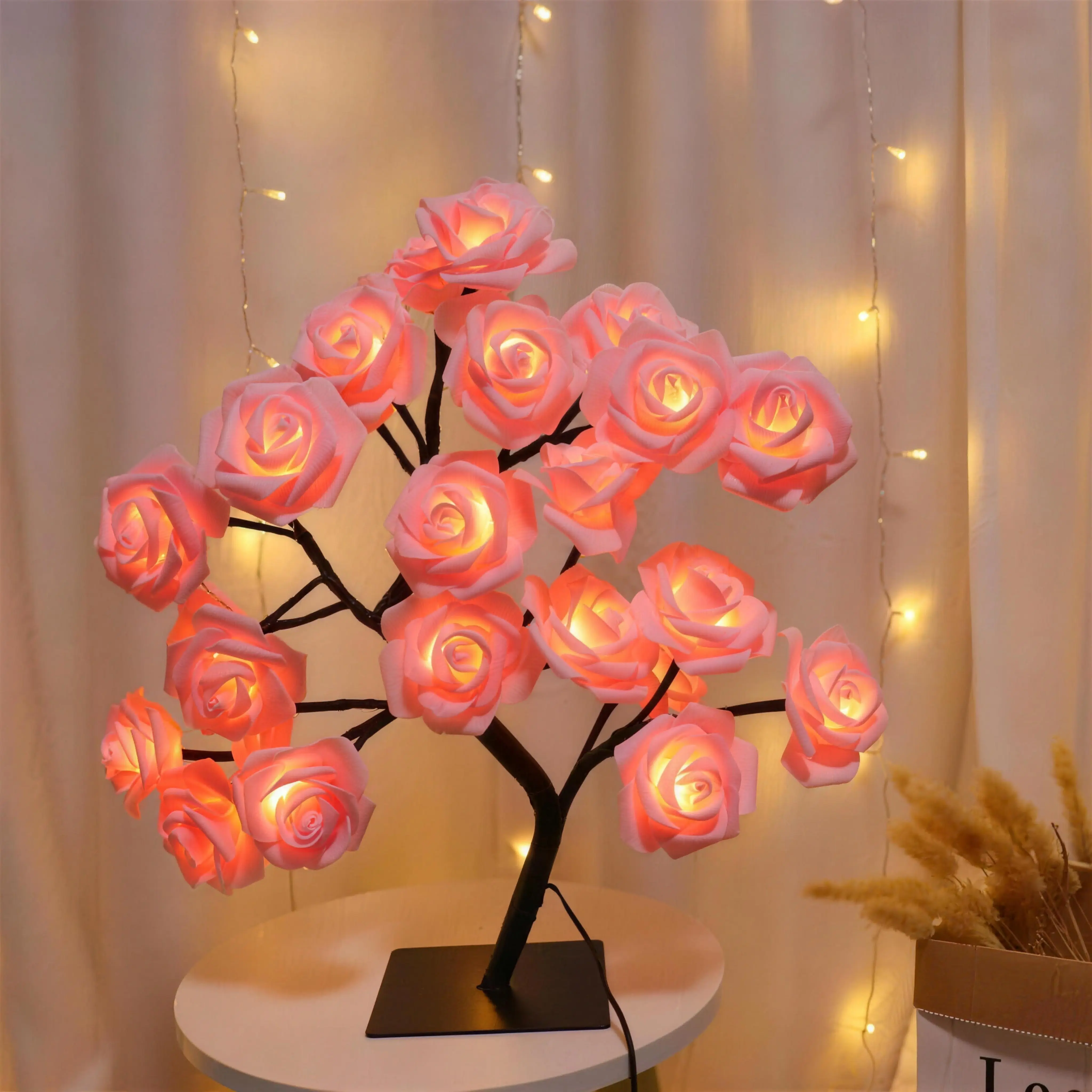 Rose-shaped night light, USB-powered, table lamp, bedroom lighting, holiday decorative lights, home decor, Valentine's Day gift, Mother's Day gift, home decor lighting