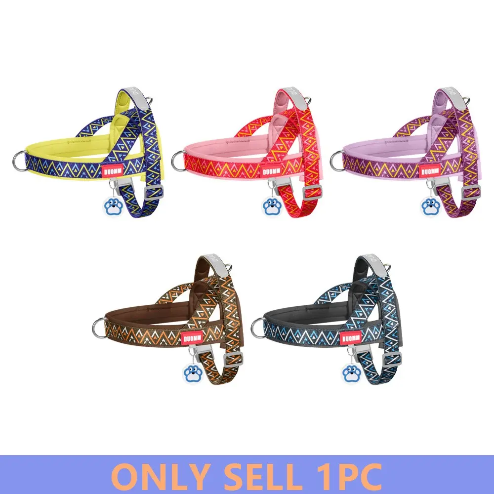 Dog Harness Quick-Release Saddle Style, Frenchie Harness, Walking Harness, Adjustable Harness, Anti-Shock Outdoor Pet Leash, Bohemian Design, Comfortable Chest Strap for Walks