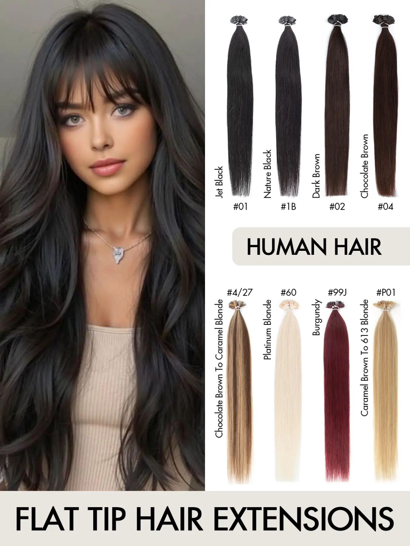 Flat Tip Real Human Hair Extensions for Women, Silky Straight Pre Bonded Keratin Extensions, Keratin Bonds, Invisible Natural Look, Secure Hold, Quick Wear & Go Application, Salon Quality Thick Ends, No Shedding Hairpieces for Party