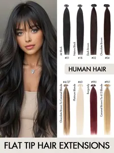 Flat Tip Real Human Hair Extensions for Women, Silky Straight Pre Bonded Keratin Extensions, Invisible Natural Look, Quick Wear & Go Application, Salon Quality Thick Ends, No Shedding Hairpieces for Party
