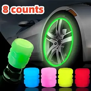 8 pcs Luminous Tire Valve Caps Set, Glowing Valve Cap Decorations for Car, Motorcycle and Bicycle Wheels 8 pcs Luminous Tire Valve Caps Set, Glowing Valve Cap Decorations for Car, Motorcycle and Bicycle Wheels