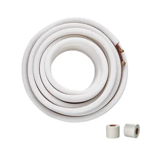 VEVOR 50FT Mini Split Line Set, Summervibes,Summervibes, 1/4" & 3/8" O.D Copper Pipes Tubing and Triple-Layer Insulation, for Mini Split Air Conditioning Refrigerant or Heating Pump Equipment & HVAC with Wrapping Strips.