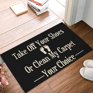 Entrance Door Mat, Funny Choice Pattern Low Profile Decor Doormat, Take Off Your Shoes Or Clean My Carpet Non-Slip Carpet Rugs with Felt Decorative for Home/Indoor/Outdoor
