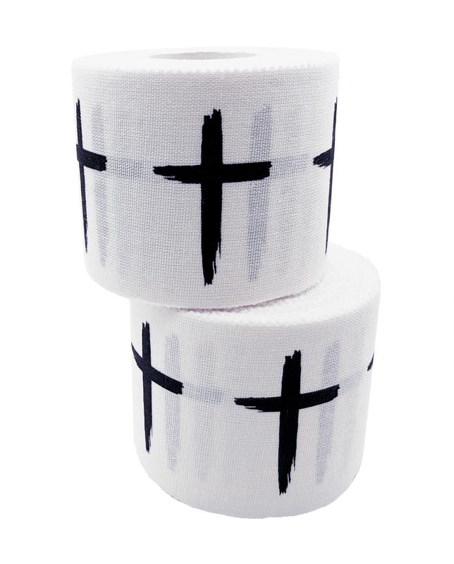 NEW Distressed Cross Sports 100% Cotton Athletic Tape 2 In. x 30 Ft. White Black Christian Faith Gift Bible Verse Wrap Brace Athletes Wrapping Finger Hand Ankle Wrist Knee Baseball Football Wrestling Gymnastics Boxing Soccer Crossfit Weight Lifting Cloth