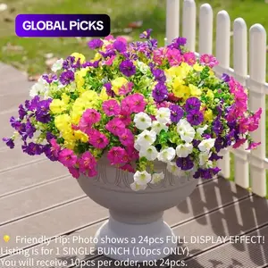 Artificial Potted Plant, 10pcs Faux Flower with UV Protective Function, Decorative Flower for Outdoor Home Flowerpot Porch Terrace Decoration