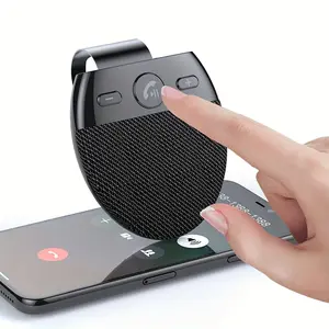 equipment for men | V5.0 Wireless Car Audio Speaker with Microphone - Rechargeable, Sun Visor Mount, Hands-Free Communication, Music Player, Auto Power-On, Charging Port for Mobile Phones