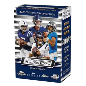 2023 Topps Composite Football Blaster Mega Box - 40 Cards, 12 Packs per Box, Collect 10 Base Cards & 8 Inserts, Includes Chrome and Parallels