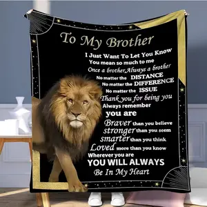 Lion Letter Pattern Blanket, Animal Blankets, 1 Count Soft Warm Throw Blanket, Air-conditioned Room Blanket, Warm Nap Blanket for Home Office Travel Camping