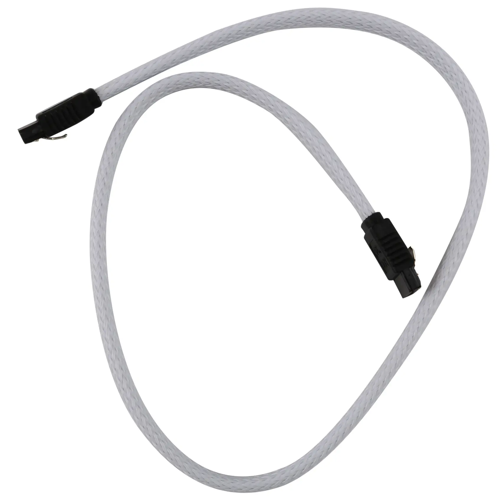 1 SATA3 7pin Straight Connector Data Cable - 50cm Latched, 6Gbps Data Transfer, Nylon-Sleeved Premium Version for Motorcycle SSD/HDD Drive, Internal Motherboards, Ideal for DIY Gamers (White)