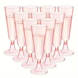 Disposable Champagne Cup, 10pcs/set Clear Plastic Champagne Cup, Party Supplies for Wedding Birthday Festival Picnic Celebration, Festival Party Tableware