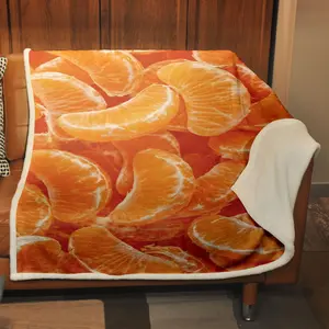 Orange Slice Pattern Flannel Blanket, Soft & Warm Throw Blanket, Napping Blanket for Home Office Travel Outdoor Camping