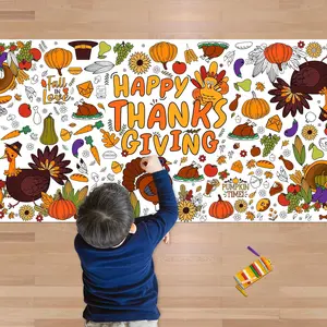 OHOME Thanksgiving Giant Coloring Poster/Tablecloth-Thanksgiving Crafts for Kids-30 X 72 Inches Jumbo Paper Coloring Banner Thanksgiving Games Activities for Kids Gifts - Thanksgiving Decorations OHOME
