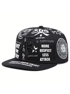 2026 New Fashion Creative Flat brimmed Hat T Dagger Graffiti Embroidery Street Hip Hop Hat Skateboard Hat Outdoor Sports Sunshade Hat Daily Leisure Commuter Decorative Hat Male Female Same Style Baseball Hat