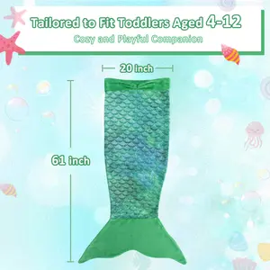 Catalonia Kids Mermaid Tail Blanket, Glow in The Dark Mermaid Sleeping Bag, Super Soft Plush Flannel Sleeping Snuggle Blanket for Girls, Fish Scale Pattern, Perfect Gift Idea for Kids