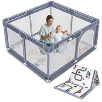 Grey Playpen With Anti-Slip Mat