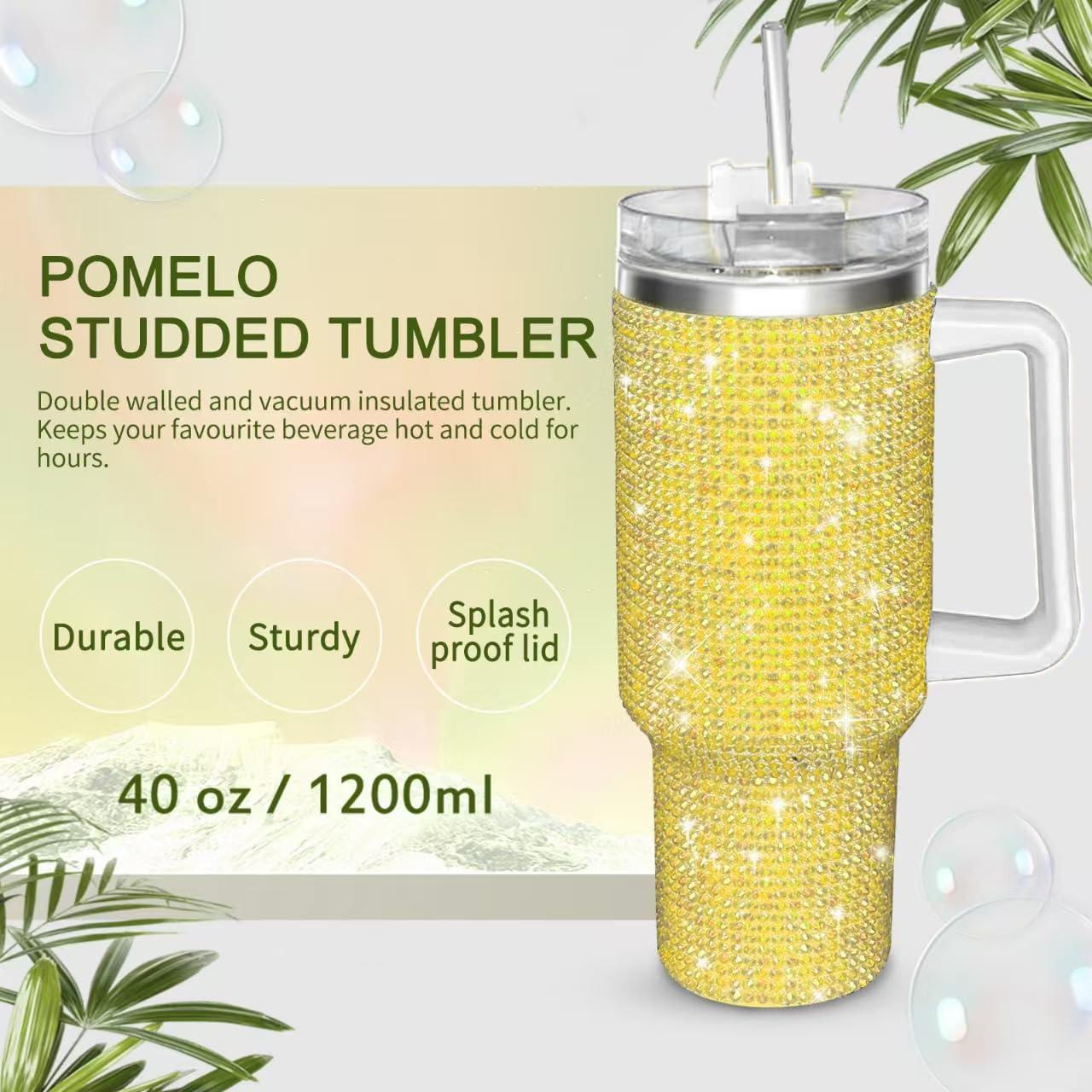 40oz Bling Rhinestones Tumbler with Handle - Sparkly Stainless Steel Water Bottle for IceCoffee, Must-Have CarAccessories & GymEssentials, Diamond Studded Cup for Women, Cute Birthday Gifts