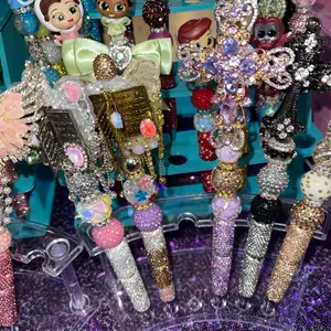 CLAIM DURING LIVE - 2 Pens Fancy Rhinestone Extended Bling Pens with Sparkling Gems and Elegant Design for Stylish Writing