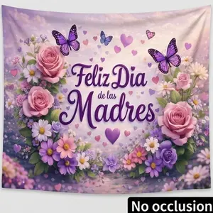 1 PC 2D Flat Banner Backdrop Floral Butterfly "Feliz Dia de las Madres" Theme Photography Background for Mother's Day Party Decor