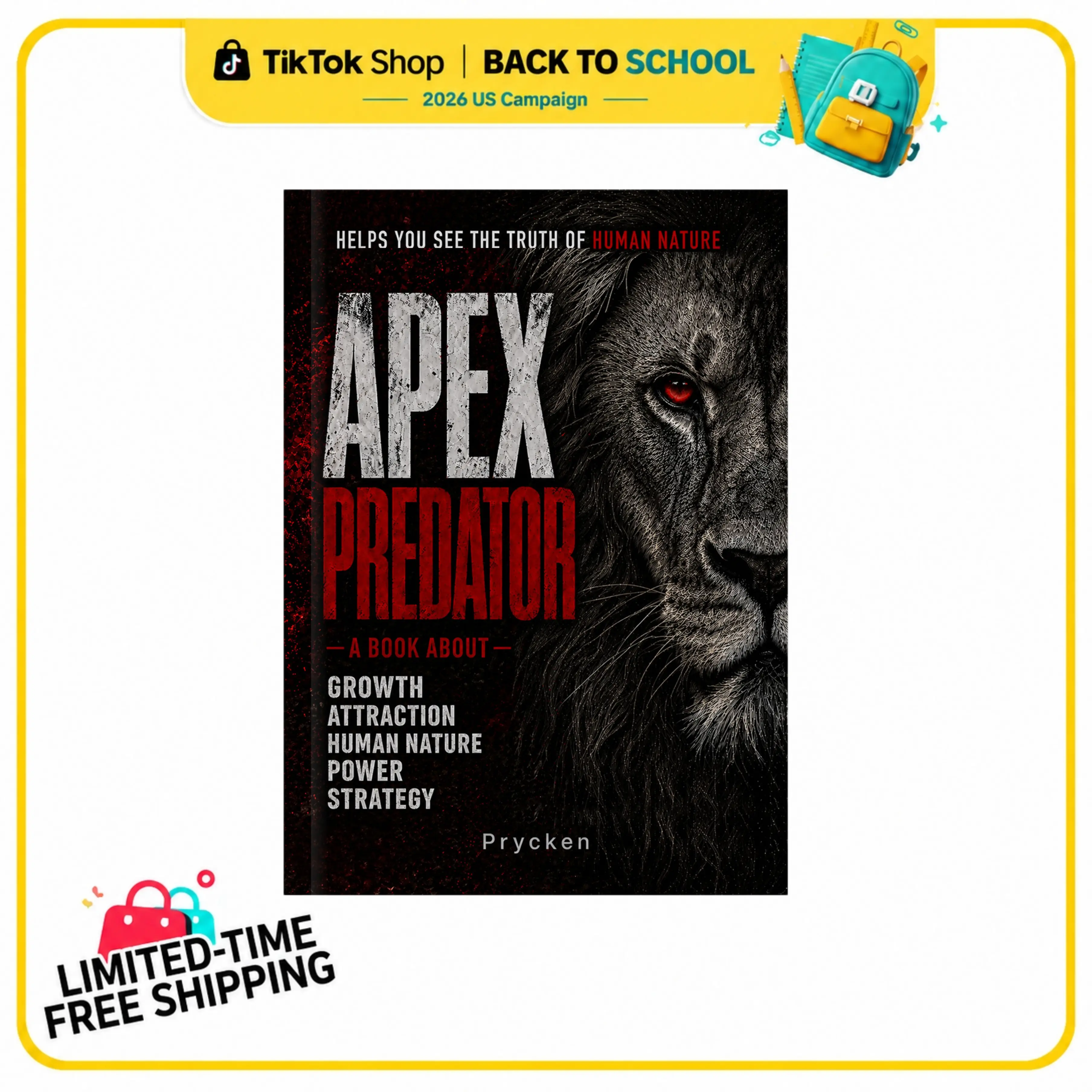 [Back To School]Prycken APEX PREDATOR: Master Human Nature, Power, Attraction & Strategic Thinking — Daily Reading for Adult Men, Personal Growth, Professional Development, Strategic Thinking, and the Perfect Gift | Limited-Time Shipping Included