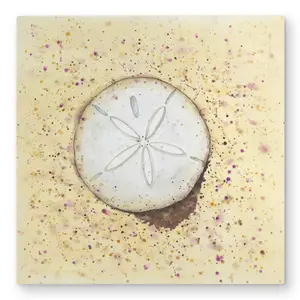 212 MAIN 32x32 in Sand-Dollar Beige Aluminium Metal Unframed Art Print - Ocean-Inspired Design, Vibrant Beach Charm Home Decor, Elegant Home Supplies Gift