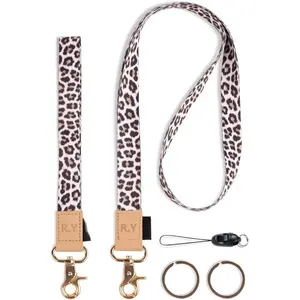 Cute Cheetah Leopard Lanyard for keys, id badges, Neck and wrist keychain lanyard set for women, teachers, kids, girl, 2 Pack