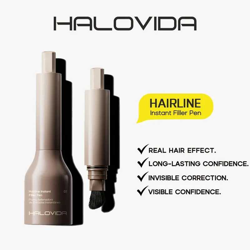 HALOVIDA Hairline Instant Filler Pen,Real hair effect,Water and Sweat Resistant,RUB-RESISTANT,12H Color Stay,Pure,Skin& Scalp Friendly Formula
