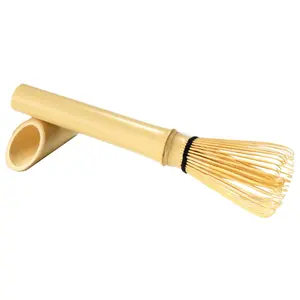 BambooMN Japanese Skinny Matcha Whisk Chasen - Long Handle Traditional Matcha Utensil - Skinny Natural Golden Brown - 1 Piece