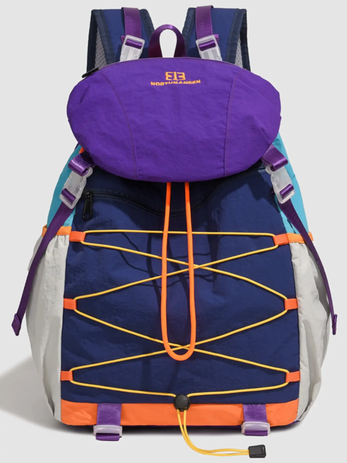 Dopamine Color Block Hiking Backpack, Unique Design Dual Shoulder Bag, Outdoor Sports Travel Pack, Stylish and Functional, Trendy Backpack
