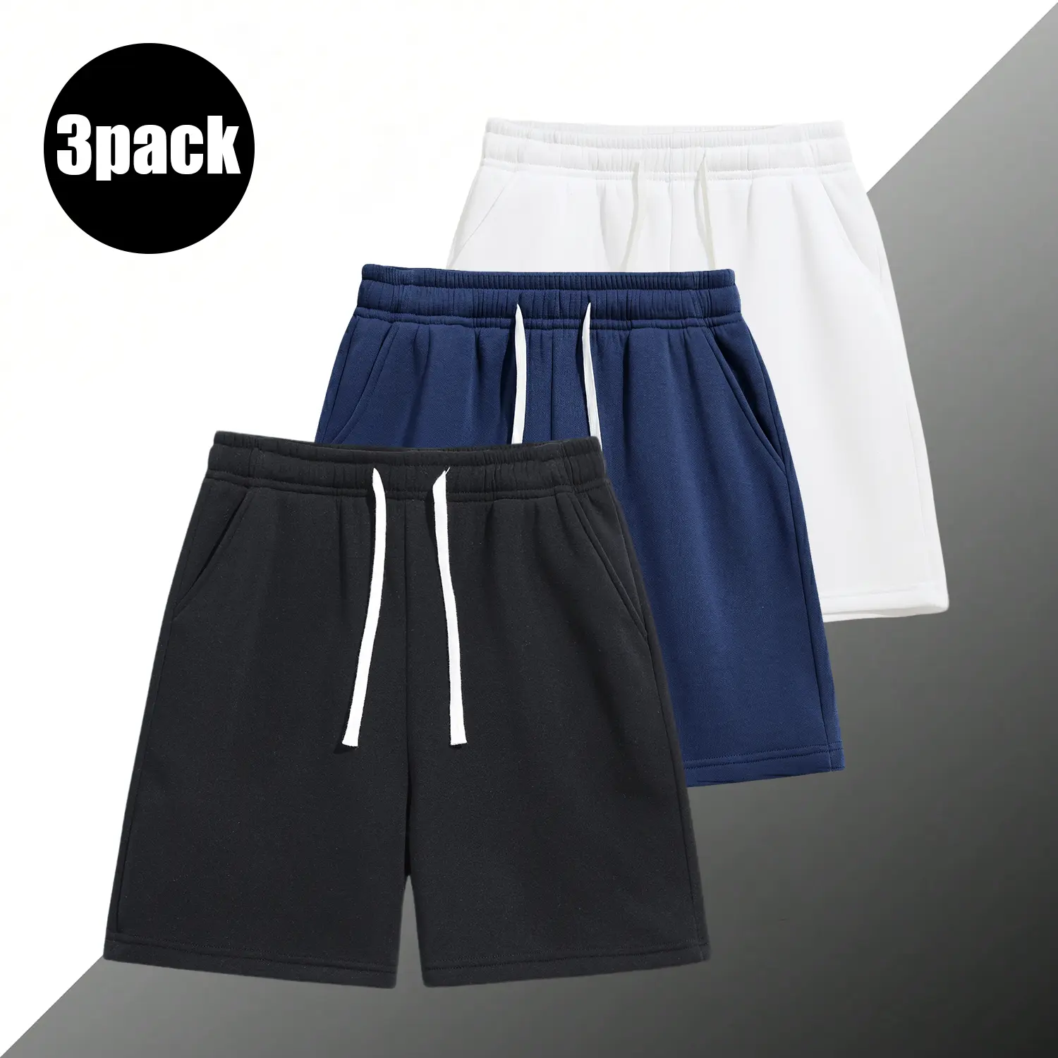 3-Pack ，men’s shorts: drawstring 5‑inch shorts, running athletic shorts—breathable and comfortable. Suitable for summer daily commuting/work, outdoor running, holiday leisure. Simple solid colors that are easy to match; suitable for both men and women.