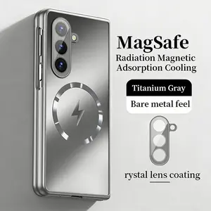 High-End Electroplated Magnetic Case for Samsung Galaxy Z Fold7/6, Wireless Charging Support, Anti-Fingerprint Folding Phone Cover Protector Accessories