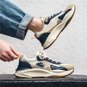 Thick-Sole Breathable Lace-Up Round Toe Durable Men Casual Sport Sneakers Running sneakers  wag running  gear grade school Closed Trainer mesh upper brooks  glycerin  max