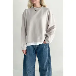Sophie Crew Twofer Pullover in Clay Fit Womenswear