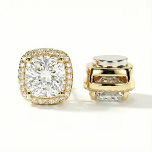 4-8MM Magnetic Earrings for Men Women 14K Gold Plated Cubic Zirconia Stud Earrings for Non-Pierced Ears Hypoallergenic Earrings Not Easy to Fall off