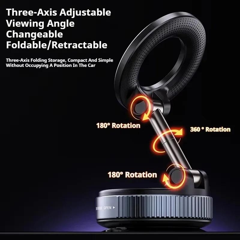 For Magsafe Car Phone Holder Suction Cup Vacuum Magnetic Phone Hholder 360° Rotatable Foldable Phone Holder Phone Accessories