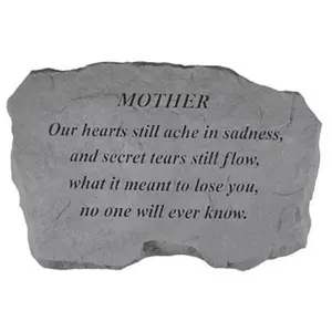 212 MAIN Cast Stone Outdoor Memorial Wall Mount Decor, Kay Berry Inc. 98620 "Mother-Our Hearts Still Ache In Sadness" Weatherproof Plaque, 16x10.5x1.5"