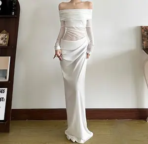 Off Shoulder Dress Ruched Cut Out Sheer Mesh Long Sleeve Party Club Dating Summer Plus Size Formal Prom Bodycon Fabric Fashion High Waist Polyester