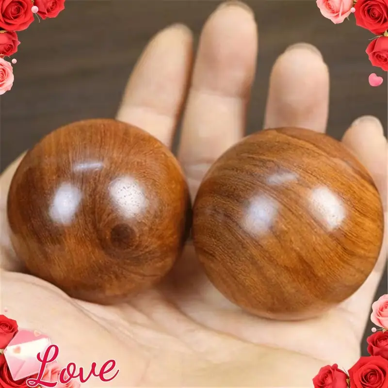 Two-Piece Wooden Ball Set for Exercise and Massage, Relieves Stress and Hand Exercises, Ideal Relaxation Gift for Hand Massage Balls