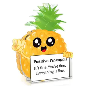 Emotional Support Pineapple Gift, Inspirational Acrylic Pineapple Sign, Desktop Decoration for Home Office, Women's Gift, Motivational Present