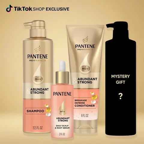 Pantene Abundant & Strong 3-Piece Regimen with Pro-Vitamin B5 Complex and Niacinamide, Shampoo (13.5 oz), Conditioner (8 oz), Serum (2 oz)