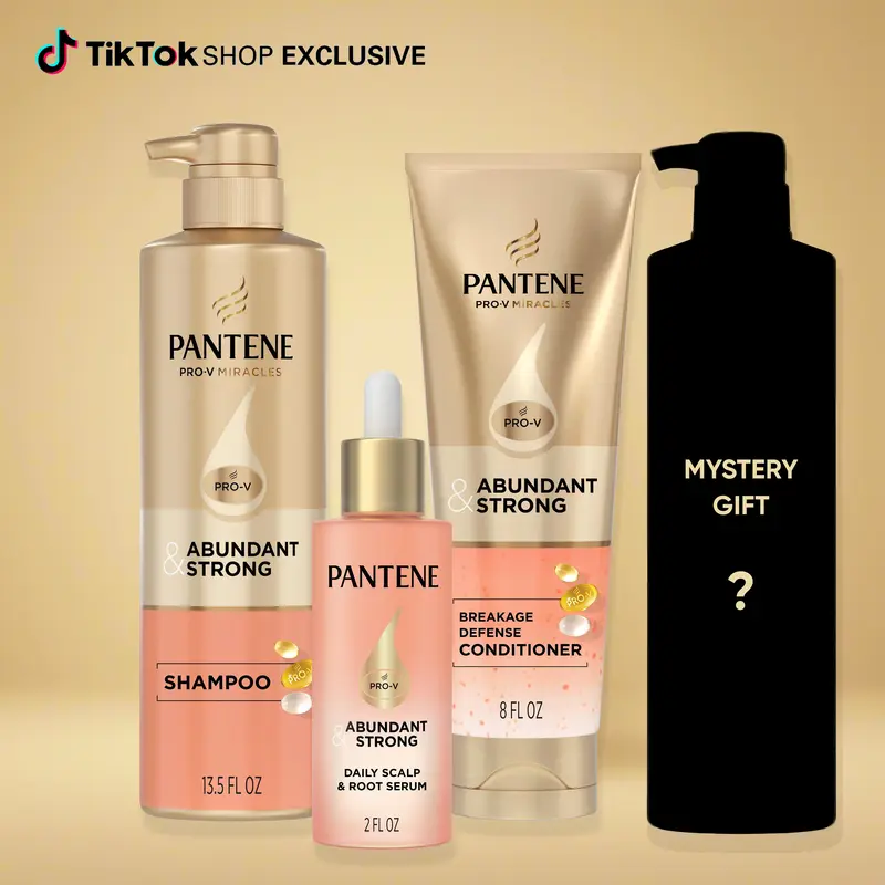 Pantene Abundant & Strong 3-Piece Regimen with Pro-Vitamin B5 Complex and Niacinamide, Shampoo (13.5 oz), Conditioner (8 oz), Serum (2 oz)