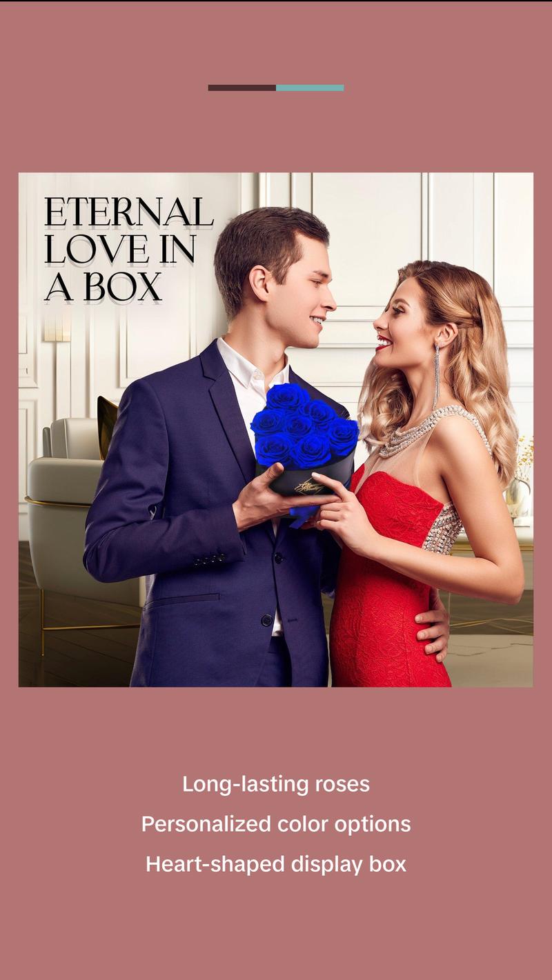 Immortal Love Black Heart | 7 Blue Roses Box Decor Immortal Love Black Heart | 7 Blue Roses Box Decor