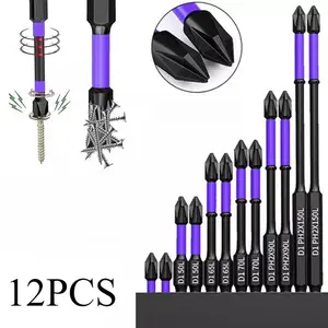 Magnetic Impact Screwdriver Bit Set, 12pcs/set Anti-slip Strong Torque Screwdriver Bit Set, Screwdriver Drill Bits Power Tool Accessories for Home Decoration & Electrical Installation Repair
